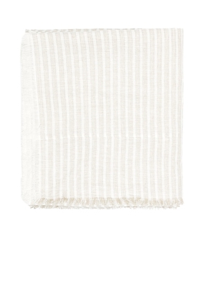 Jenni Kayne Frayed Linen 68x120 Tablecloth in Natural Stripe - Neutral. Size all.