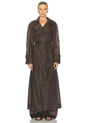 Adam Lippes Jupiter Trench Coat in Ebony - Brown. Size L (also in S, XS).