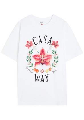 Casablanca Casa Way Orchid Printed Cotton T-shirt - White - XL