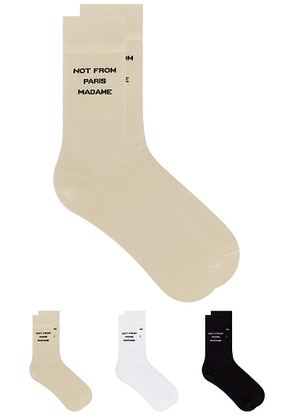Drôle De Monsieur Le Pack De Chaussettes Slogan Socks in Multicolor - Black,White,Nude. Size all.