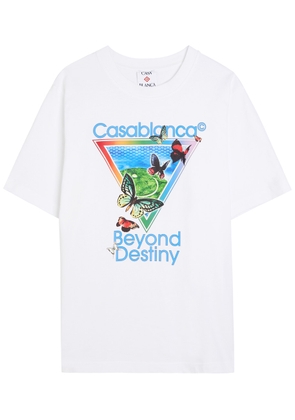 Casablanca Tennis Club Icon Beyond Destiny Printed Cotton T-shirt - White - XL