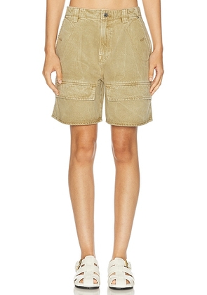GRLFRND Lindsey Long Cargo Short in Slide Rock - Beige. Size 23 (also in 27, 32).
