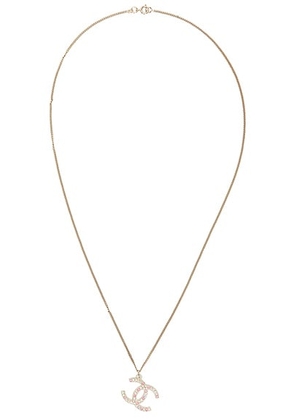 chanel Chanel CC Rhinestone Necklace in Silver - Metallic Silver. Size all.