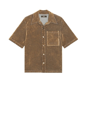 Amiri Velvet Camp Shirt in Tan - Brown. Size L (also in M, XL/1X).