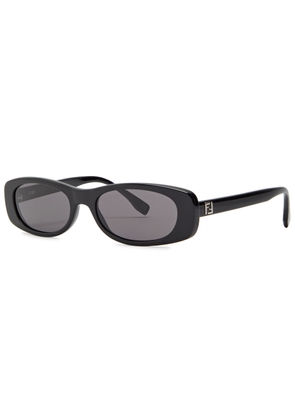 Fendi Narrow Rectangle-frame Sunglasses - Black - One Size
