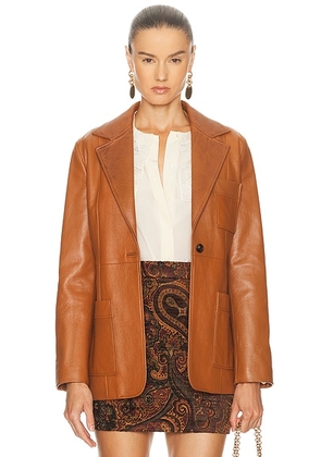 Chloe Slouch Leather Blazer in Ochre Delight - Cognac. Size 34 (also in 36, 38).
