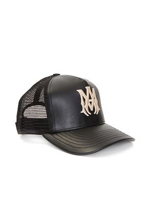 Amiri Leather MA Trucker Hat in Black - Black. Size all.