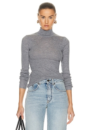 Guest In Residence Base Layer Rib Turtleneck Top in Steel - Charcoal. Size S (also in L, XS).