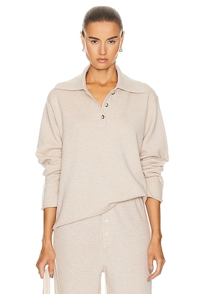 Guest In Residence Everyday Polo Top in Oatmeal - Cream. Size M (also in L).