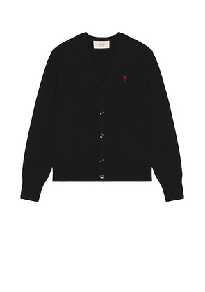 AMI Paris Cardigan in Black & Red - Black. Size L (also in M, S, XL/1X).