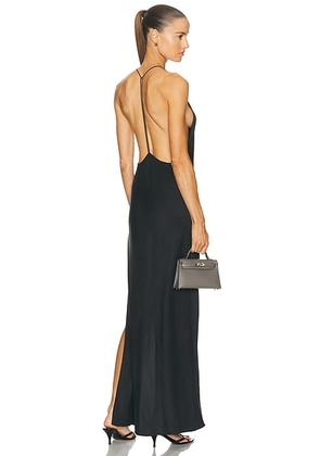 EAVES Lydia Silk Maxi Dress in Black - Black. Size L (also in M, S, XL, XS, XXS).