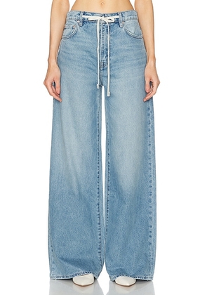 GRLFRND x Maggie MacDonald Lucia Drawstring Baggy Wide Leg Jeans in Memphis Blue - Denim-Light. Size 31 (also in 32).