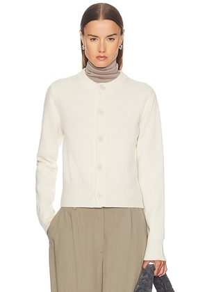 AMI Paris Crewneck Cardigan in Ivory - Cream. Size L (also in M, S, XS).