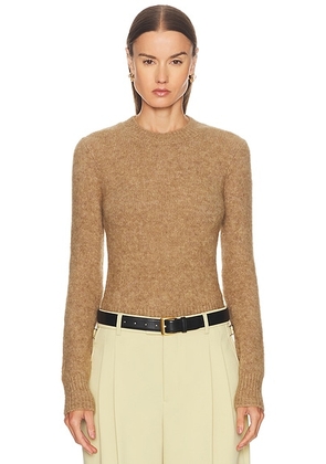 AMI Paris Crewneck Sweater in Camel - Taupe. Size S (also in L, M, XS).