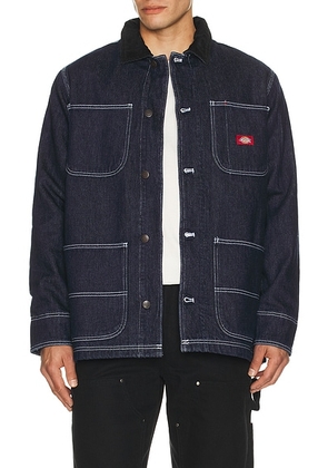 Dickies Denim Blanket Lined Chore Coat in Rinsed Indigo Blue - Blue. Size M (also in L, S, XL).