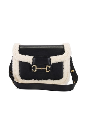gucci Gucci Shearling Horsebit 1955 Shoulder Bag in Black - Black. Size all.