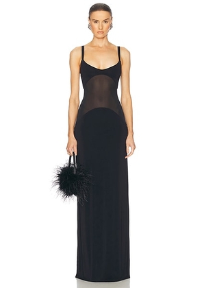 Helsa Sheer Knit Curve Maxi Dress in Black - Black. Size XL (also in ).