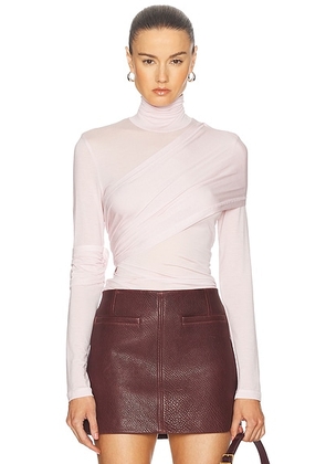 Helmut Lang Turtleneck Wrap Top in Dusty Pink - Pink. Size L (also in ).