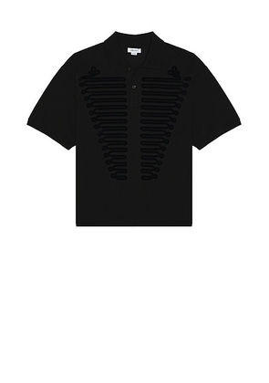 McQueen Frogging Print Polo in Black - Black. Size L (also in M, XL/1X, XXL/2X).