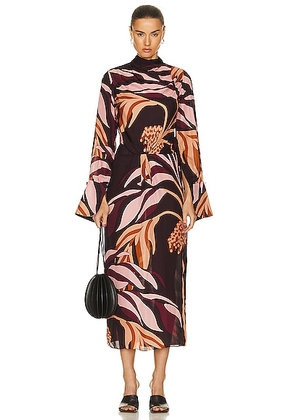 Johanna Ortiz New Symbols Ankle Dress in Palm Wine & Pink - Wine. Size 6 (also in ).