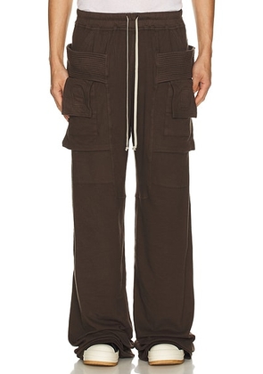 DRKSHDW by Rick Owens Creatch Wide Cargo Drawstring In Black in Dark Dust - Brown. Size L (also in M, S).