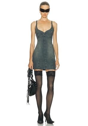 Balenciaga Corseted Mini Dress in Navy  Green  & Yellow - Blue. Size 36 (also in 34, 40).