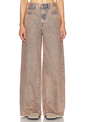 GRLFRND Luna Mid Rise Baggy Wide Leg Jeans in Calico - Brown. Size 24 (also in 25, 26, 28).