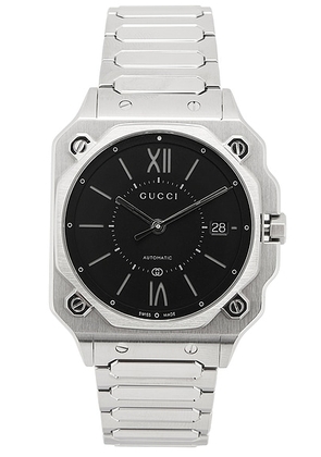 Gucci G-Flat 36mm Watch In Silver & Black in Silver & Black - Metallic Silver. Size all.