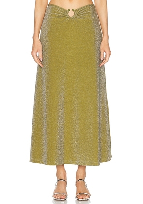 Johanna Ortiz Rainstorm Midi Skirt in Rainforest Green - Green. Size 6 (also in ).