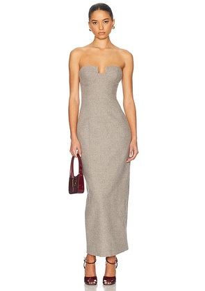 Helsa The Tweed Marilyn Dress in Taupe Melange - Taupe. Size L (also in XS, XXS).