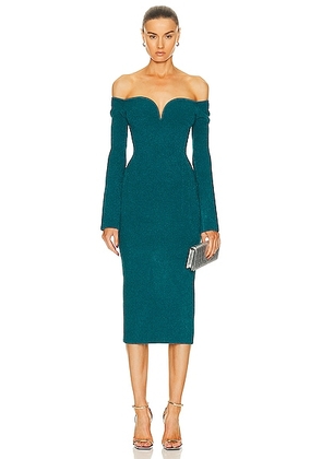 GALVAN Grace Long Sleeve Dress in Peacock - Blue. Size L (also in ).