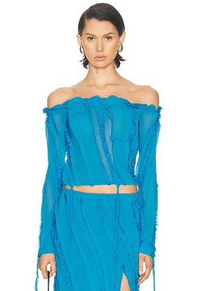 Blumarine Long Sleeve Top in Brilliant Blue - Blue. Size 38 (also in 36, 40).