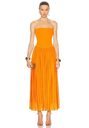 SIMKHAI Adalys Bustier Midi Dress in Tangerine - Orange. Size 8 (also in 0).