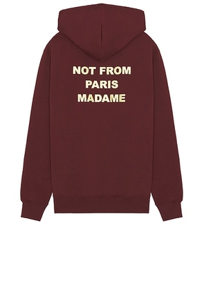 Drôle De Monsieur Le Hoodie Slogan in Wine - Burgundy. Size M (also in L, S, XL/1X, XXL/2X).