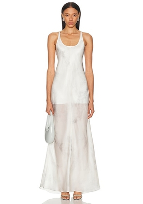 Grace Ling Ash Silk Bias Slip Dress in Ash White - Grey. Size 36/S (also in ).