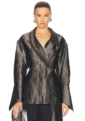 Grace Ling Oversized Crinkled Claw Loop Shirt in Grey - Grey. Size 36/S (also in 38/M).