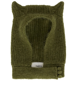 Coperni Knitted Horn Beanie in Green - Green. Size all.