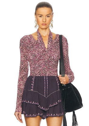 Isabel Marant Vonda Top in Purple & Ecru - Purple. Size 34 (also in 36).