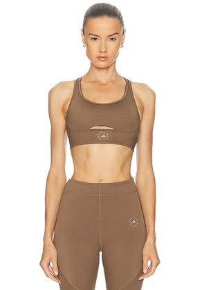 Adidas by Stella McCartney TrueStrength Yoga Bra in Brown Moss - Brown. Size L (also in M, S, XS).