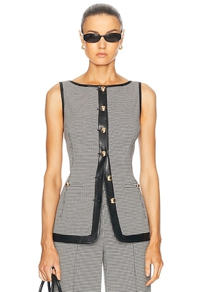 SIMKHAI Cressida Button Top in Black White Check - Black,White. Size 6 (also in ).