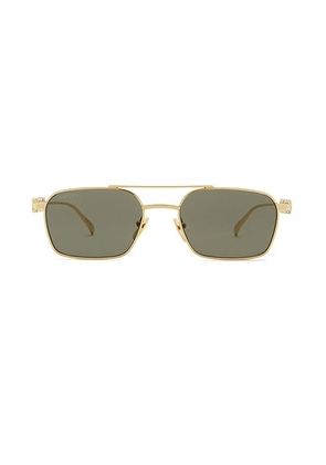 Gucci Square Sunglassses in Gold & Grey - Metallic Gold. Size all.