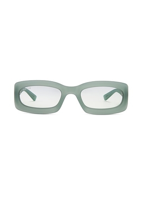 Gucci Rectangular Sunglasses in Green & Light Blue - Baby Blue. Size all.