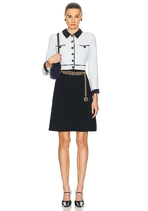 chanel Chanel Cropped Jacket & Skirt Set in Black & White in Black Baby Blue - White. Size 40 (also in ).
