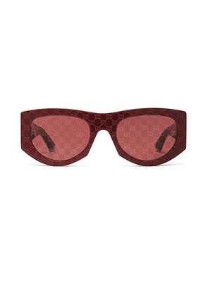 Gucci Round Sunglasses in Burgundy & Red - Burgundy. Size all.
