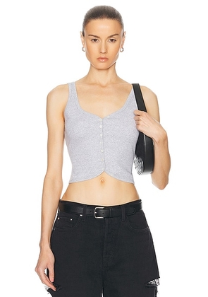 GRLFRND Rib Button Through Tank in Heather Grey - Grey. Size L (also in ).