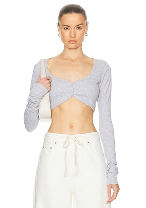 GRLFRND Rib Button Through Crop Top in Heather Grey - Grey. Size XL (also in ).