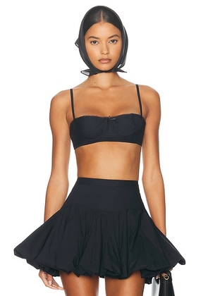Helsa Poplin Bra in Black - Black. Size S (also in ).