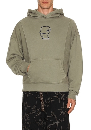 Brain Dead Mendoza Cropped Hoodie in Cement - Green. Size L (also in M, S, XL/1X).