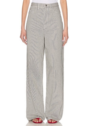 GRLFRND Rey High Rise Wide Jeans in Ticking Stripe - Black,White. Size 24 (also in 25, 29, 30, 32).