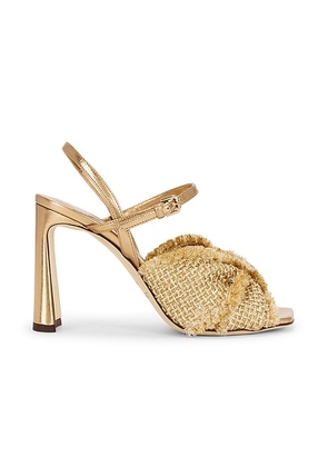 Jimmy Choo Annika 95 Sandal in Gold & Gold - Neutral. Size 36.5 (also in 36, 41).
